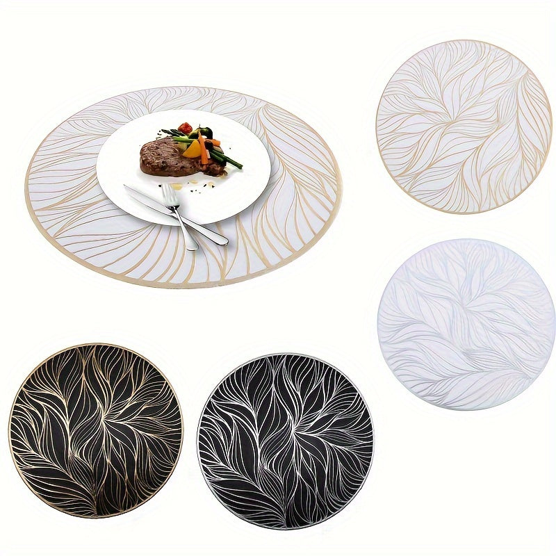 Round PVC Placemats with Golden Foil | Heat-Resistant & Stylish Table Mats