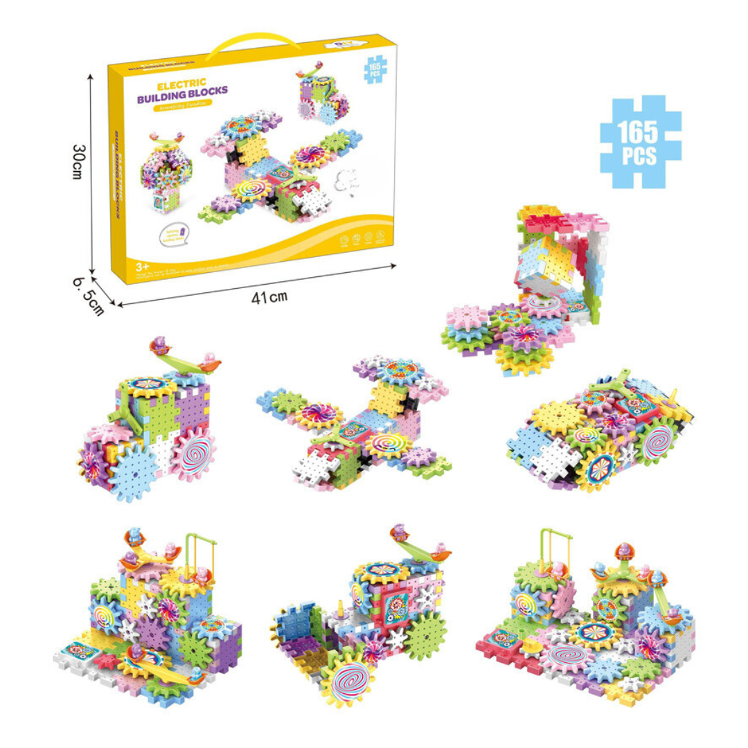 Kids Rotating Gear Track Building Blocks Set