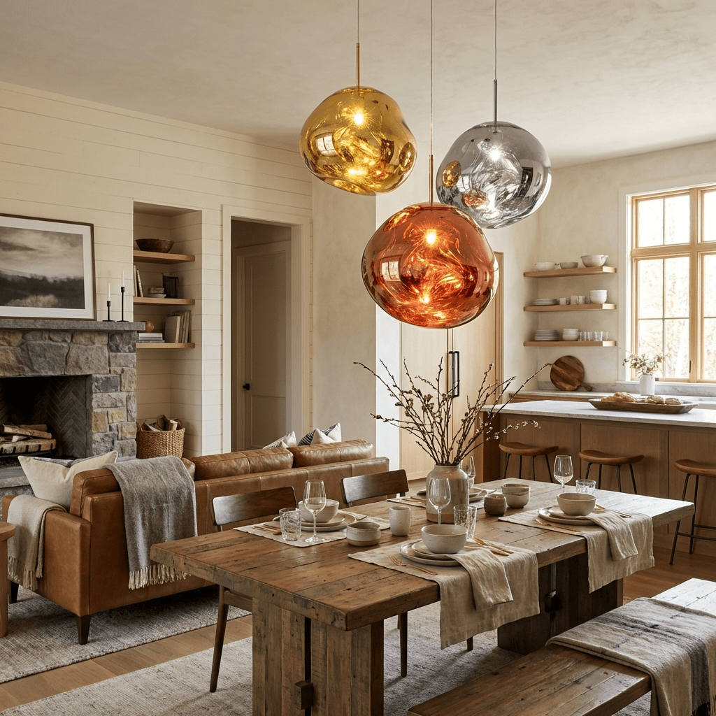 Glam Sculptural Mirrored Pendant Light