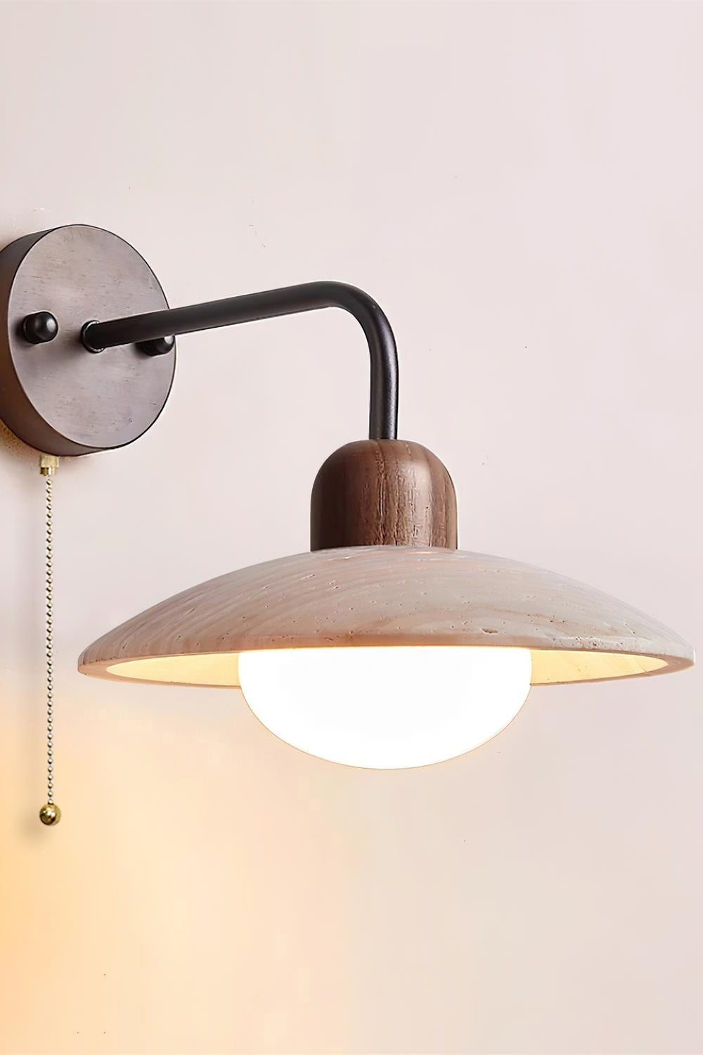 Japandi Travertine Disc Wall Light