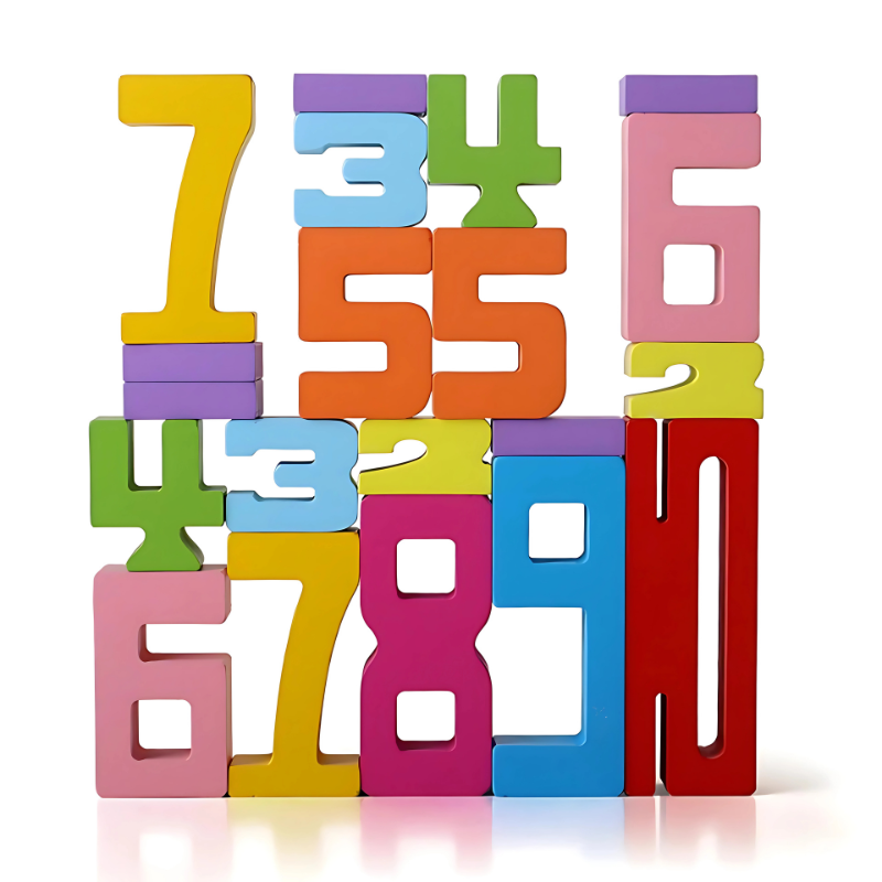 Kids Wooden Montessori Number Stacking Blocks