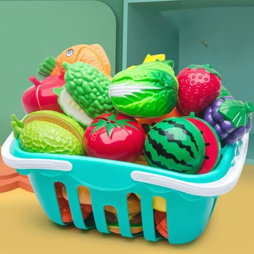 Kids Pretend Play Cuttable Fruit Vegetable Toy Set