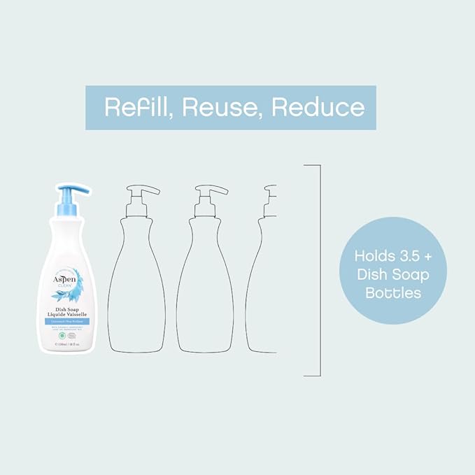 AspenClean Natural Dish Soap and Refill Unscented - 100% Natural, Organic, Baby-Safe, Pet-Friendly, Vegan, Cruelty-Free, Biodegradable - EWG VERIFIED & EcoCert Certified