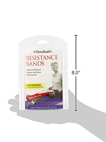 THERABAND Resistance Bands Set, Beginner Kit, Yellow, Red, Green, Latex Elastic Bands for Exercise & Physical Therapy, Strength Training Bands for Upper & Lower Body Fitness
