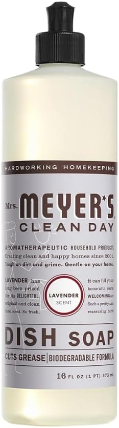 Mrs. MEYER'S CLEAN DAY Variety, 1 Room Freshener, 8 OZ, 1 Liquid Hand Soap, 12.5 OZ, 1 Liquid Dish Soap, 16 FL OZ, 1 Multi-Surface Cleaner, 16 OZ, 1 Toilet Bowl Cleaner, 24 OZ, 1 CT (Lavender)