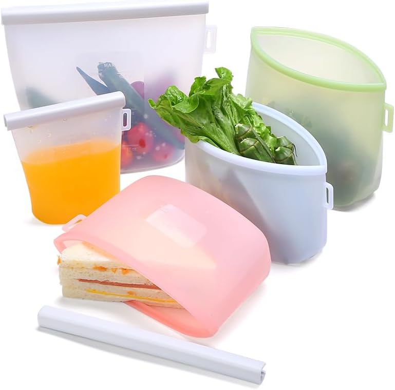 Reusable Silicone Food Storage Bag – Stand-Up Leakproof Container for Meal Prep, Freezer & Microwave Use – BPA-Free, Dishwasher Safe, Eco Friendly Sandwich & Snack Bag, 51 oz