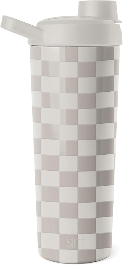 Simple Modern Stainless Steel Shaker Bottle with Ball 24oz | Metal Insulated Cup for Protein Mixes, Shakes and Pre Workout | Rally Collection | Checkmate