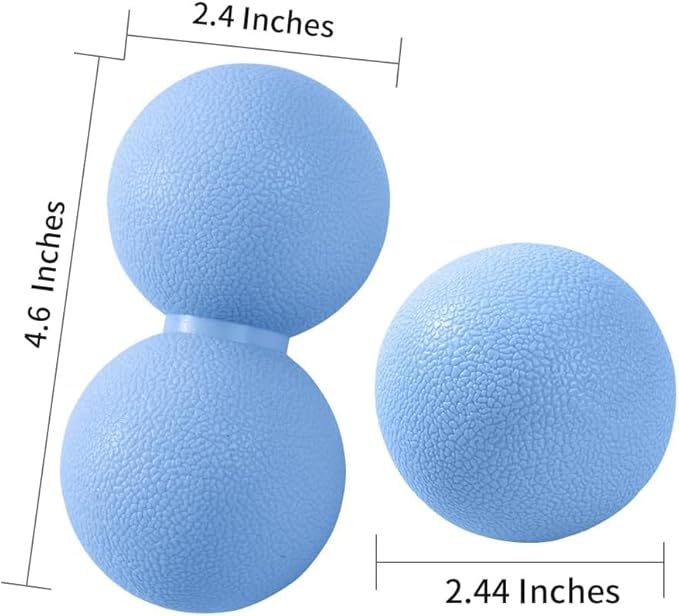 2-Piece Peanut Massage Ball Roller,Double Lacrosse Ball,Acupoint Myofascial Release,Muscle Knot Relaxer Trigger Point for Physical Therapy, Occipital,Back Knot,Psoas Muscle Release Tool (Blue)