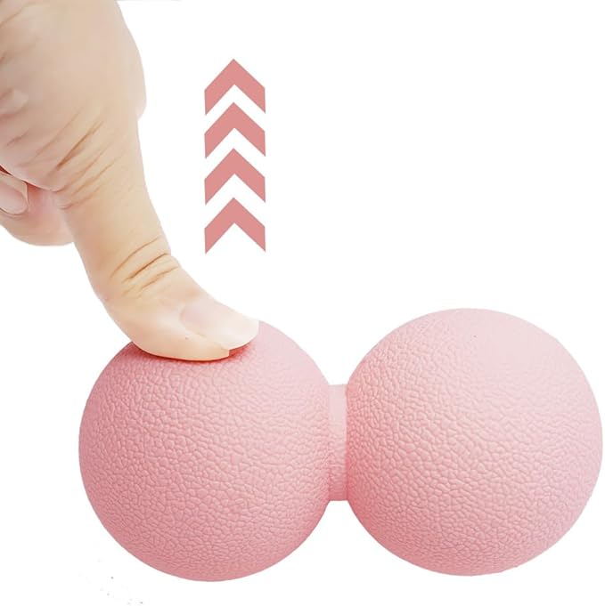 2-Piece Peanut Massage Ball Roller,Double Lacrosse Ball,Acupoint Myofascial Release,Muscle Knot Relaxer Trigger Point for Physical Therapy, Occipital,Back Knot,Psoas Muscle Release Tool (Pink)