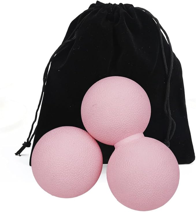 2-Piece Peanut Massage Ball Roller,Double Lacrosse Ball,Acupoint Myofascial Release,Muscle Knot Relaxer Trigger Point for Physical Therapy, Occipital,Back Knot,Psoas Muscle Release Tool (Pink)