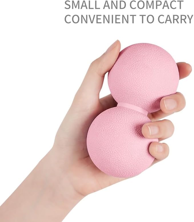 2-Piece Peanut Massage Ball Roller,Double Lacrosse Ball,Acupoint Myofascial Release,Muscle Knot Relaxer Trigger Point for Physical Therapy, Occipital,Back Knot,Psoas Muscle Release Tool (Pink)