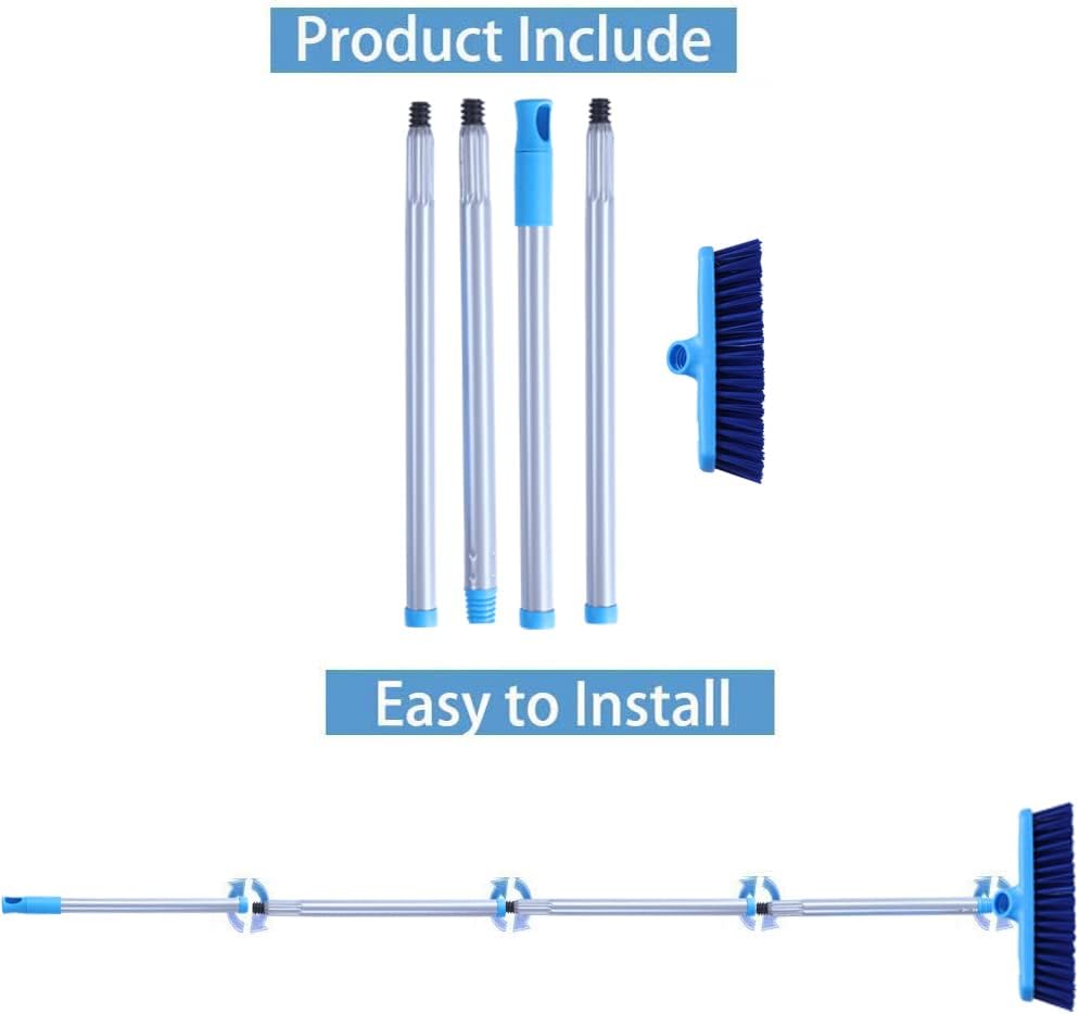 YONILL Deck Brush with Long Handle - Floor Scrub Brushes for Cleaning Shower, Stiff Bristle Scrubbing Brush, 50" Floor Scrubber Brush for Bathroom, Bathtub, Tub, Tile Floors, Garage and Patio