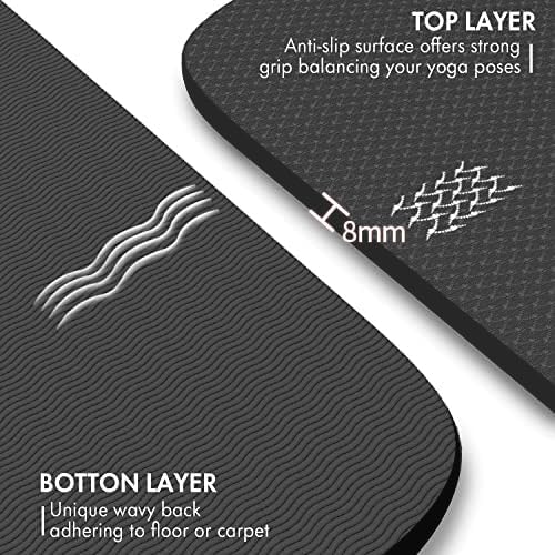 FrenzyBird Large Yoga Mat 6'x 4'(72”x 48”)—1/4" &1/3" Extra Wide Exercise Mat 183cm x 122cm Large Exercise Mat Big Home Yoga Mat Pilates Mat,Non Slip,Thick,TPE Workout Mat,for Women & Men, Yoga, Pilates, Gym and Floor Workouts Pilates