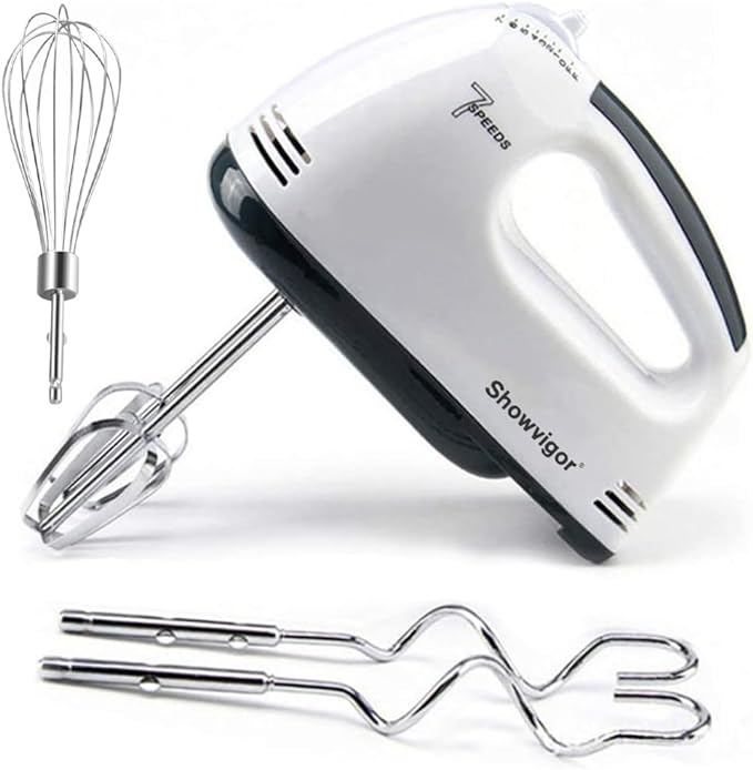 Handmixer Electric Handheld - 7 Speed Portable Kitchen Mixer Electric with 5 Stainless Steel Accessories Whisk, Food Beater for Whipping Mixing Cookies Cakes Eggs Dough
