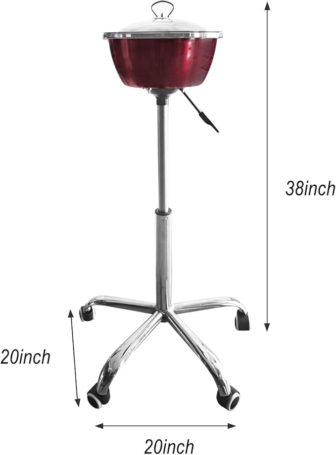 Portable Gym Chalk Stand with Stainless Steel Bowl: Freestanding Gym Chalk Holder Bucket with Heavy Duty Rolling Wheels for Gymnastics Weight Lifting Accessories