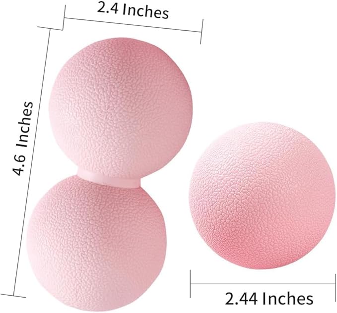2-Piece Peanut Massage Ball Roller,Double Lacrosse Ball,Acupoint Myofascial Release,Muscle Knot Relaxer Trigger Point for Physical Therapy, Occipital,Back Knot,Psoas Muscle Release Tool (Pink)