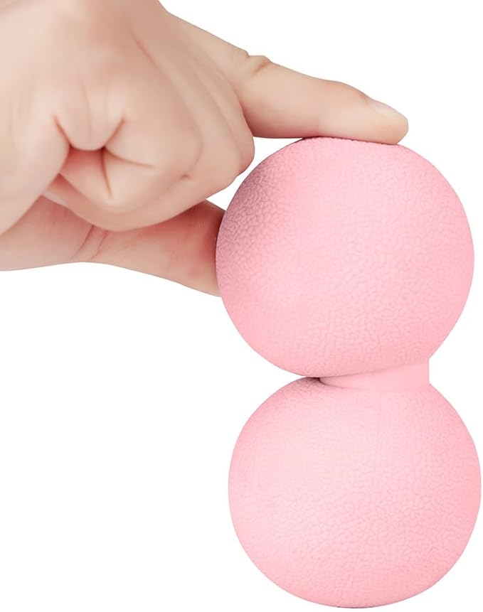 2-Piece Peanut Massage Ball Roller,Double Lacrosse Ball,Acupoint Myofascial Release,Muscle Knot Relaxer Trigger Point for Physical Therapy, Occipital,Back Knot,Psoas Muscle Release Tool (Pink)