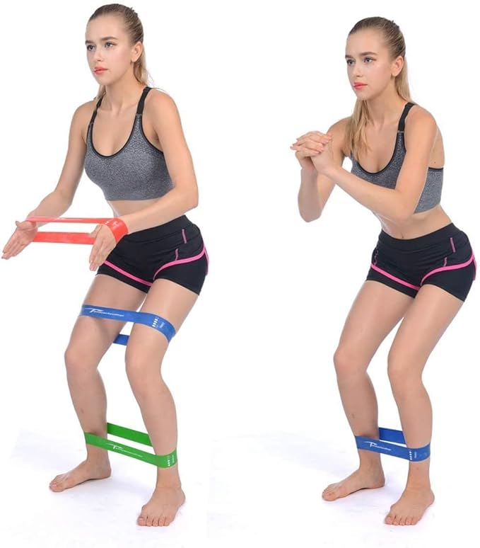 Resistance Loop Bands with Workout Poster 16.5”x 22.4”,Set of 5 Exercise Bands for Crossfit Workout and Physical Training