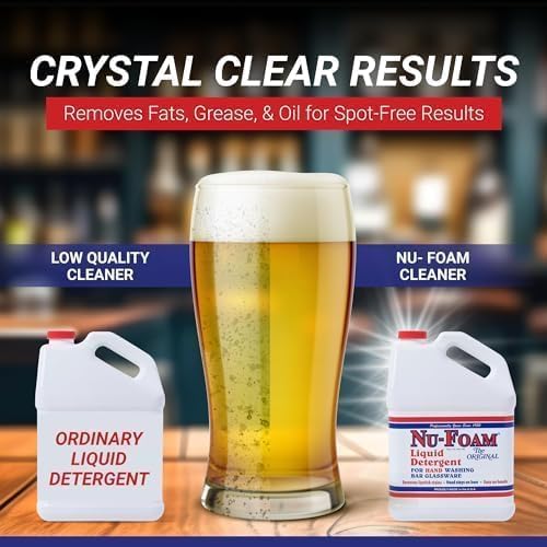 Nu-Foam Low Low Suds Liquid Detergent for Bar Glassware - Original Streak-Free Solution - Hand Washing Bar, Tavern, Brewery Supplies - Concentrated - 1 Gallon (Pack of 2) (1 Gallon (Pack of 2))