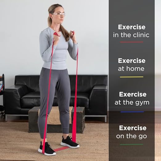 THERABAND Resistance Bands, 6 Yard Roll Professional Latex Elastic Band For Upper Body, Lower Body, & Core Exercise, Physical Therapy, Pilates, At-Home Workouts, & Rehab, Red, Medium, Level 3