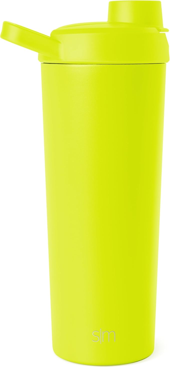 Simple Modern Stainless Steel Shaker Bottle with Ball 24oz | Metal Insulated Cup for Protein Mixes, Shakes and Pre Workout | Rally Collection | Chartreuse (Pack of 12)