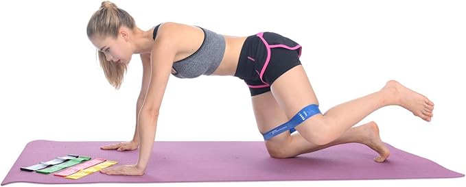Resistance Loop Bands with Workout Poster 16.5”x 22.4”,Set of 5 Exercise Bands for Crossfit Workout and Physical Training