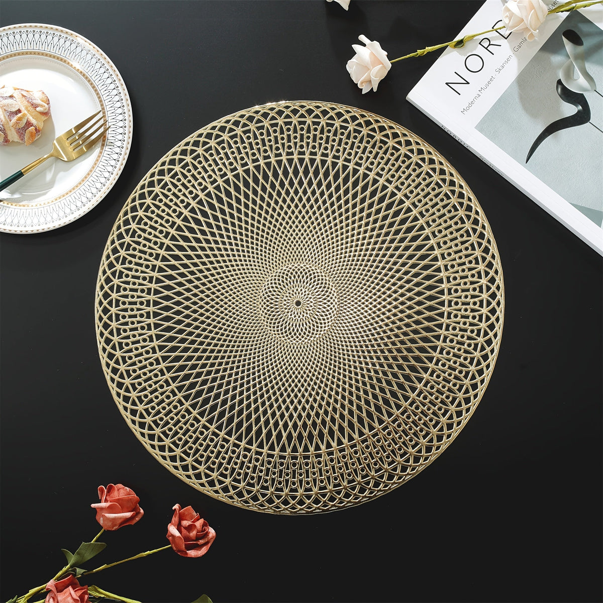 Round Geometric PVC Placemats | Heat-Resistant & Elegant Table Protection