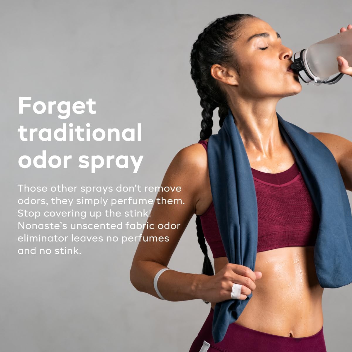 Nonaste Odor Eliminating Spray - 16 Fl Oz (Pack of 2) - Shoe & Yoga Mat Spray, Boxing Glove Deodorizer, Gym Bag Deodorizer, Fabric Odor Eliminator - No Washing Needed