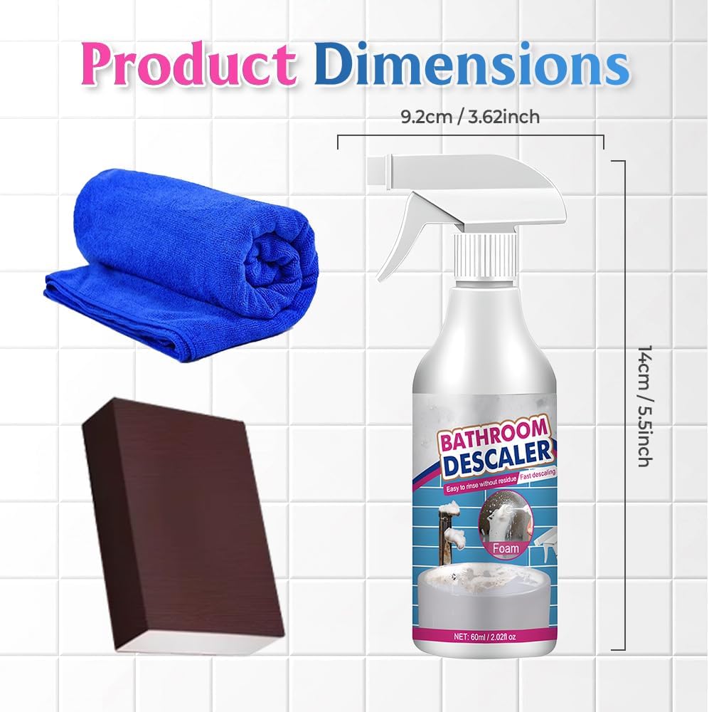 Bathroom Descaler Foam Cleaner, 2025 Upgrade Multipurpose Stubborn Stains Cleaner for Shower Room Glass Sink Toilet 100ml (1)