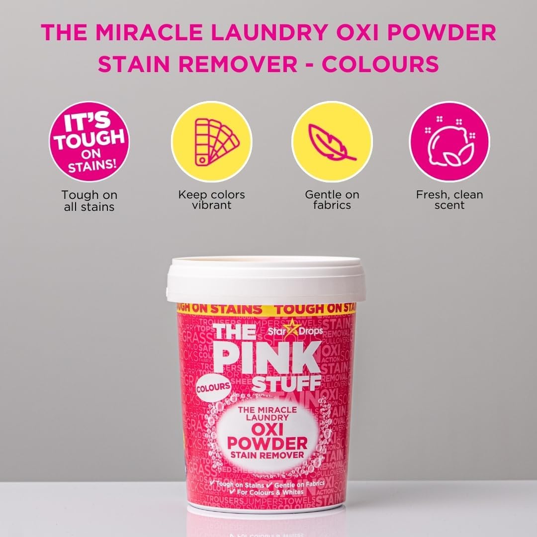 Stardrops The Pink Stuff Miracle Laundry Oxi Powder Stain Remover for Colours, 1kg