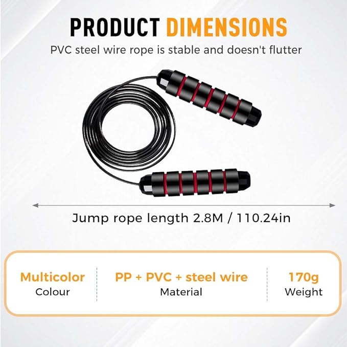 Tangle-Free Rapid Speed Jump Rope with Ball Bearings, Adjustable Jump Rope for Fitness Rapid Speed Jumping Rope with Foam Handles for Workout Boxing Home Exercise Slim Body Training for Men Women