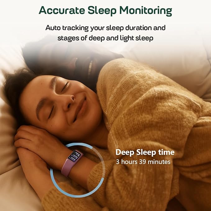 FITVII Fitness Tracker, Slim AMOLED Fitness Watch 2025 with 24/7 Heart Rate, Blood Pressure, Blood Oxygen, Stress Monitor, Step Calorie Counter, IP68 Waterproof Smart Watch for Women Men