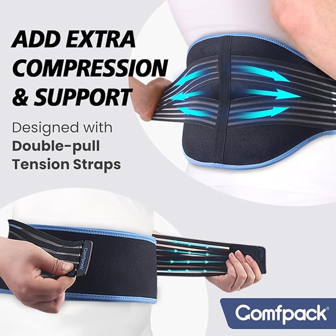 Ice Pack for Back Pain Relief, FSA Eligible, 2 Packs Reusable Lower Back Wrap Hot Cold Therapy for Sciatic Injuries, Tailbone Pain, Lumbar Surgery, Coccyx, Herniated Disc, Gift
