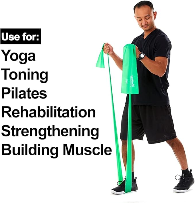 Resistance Band for Working Out - 8,16,24 Yard Resistance Bands Bulk Rolls - 10 Strengths in Light Medium and Heavy Exercise Bands - Latex Free Workout Bands Including iPhone App and e-Book