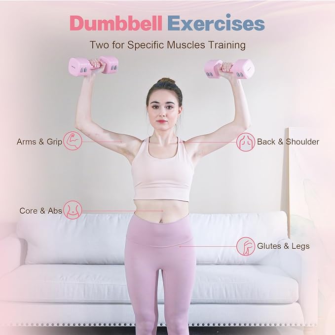 Adjustable Dumbbell Set of 2, 4 in 1 Free Weights Dumbbells Set for Women with Fast Adjustment, Each 2lb 3lb 4lb 5lb Hand Weights Set for Home Gym & Outdoor Exercise Training