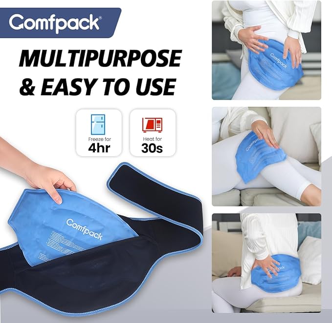 Ice Pack for Back Pain Relief, FSA Eligible, 2 Packs Reusable Lower Back Wrap Hot Cold Therapy for Sciatic Injuries, Tailbone Pain, Lumbar Surgery, Coccyx, Herniated Disc, Gift