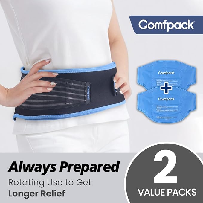 Ice Pack for Back Pain Relief, FSA Eligible, 2 Packs Reusable Lower Back Wrap Hot Cold Therapy for Sciatic Injuries, Tailbone Pain, Lumbar Surgery, Coccyx, Herniated Disc, Gift