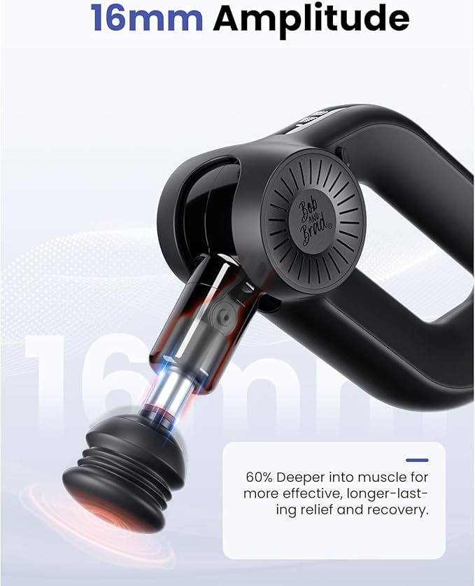 BOB AND BRAD D6 Pro Massage Gun Deep Tissue Percussion with 16mm Amplitude, Professional Muscle Massager for Athletes Pain Relief, Quiet Electric Back Massager, Gifts for Him