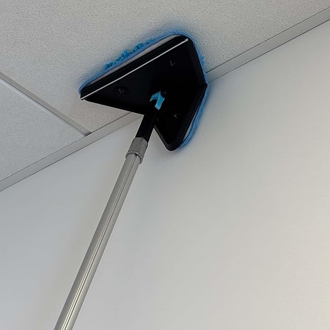 20 Feet High Ceilings Baseboard Wall Cleaner Mop with 12 Ft Extension Pole, Cobweb Duster, Window Cleaning Squeegee Kit (12ft)