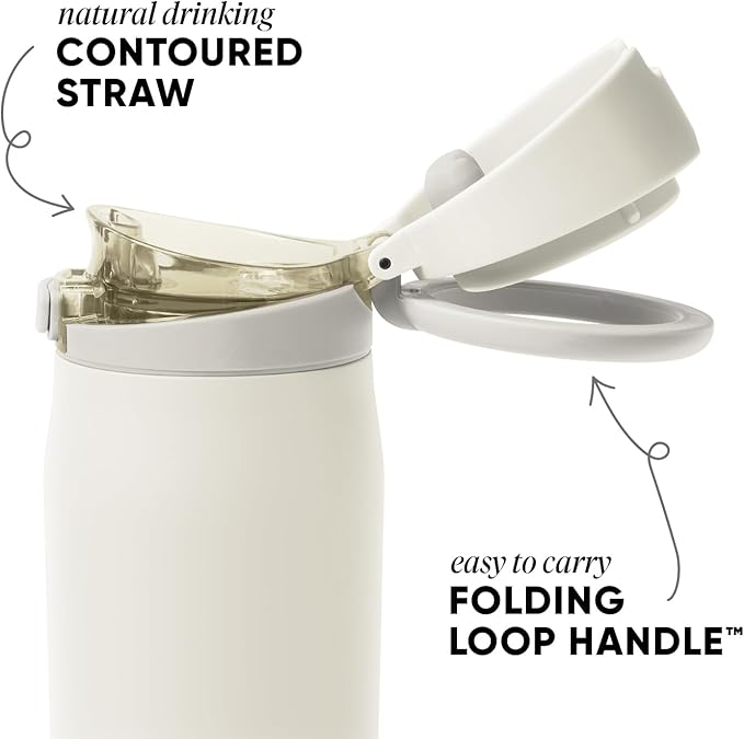 Simple Modern Mesa Loop Water Bottle with Straw | 24oz Cup Holder Friendly Insulated Stainless Steel Bottles for Travel, Sports and School | Cashew