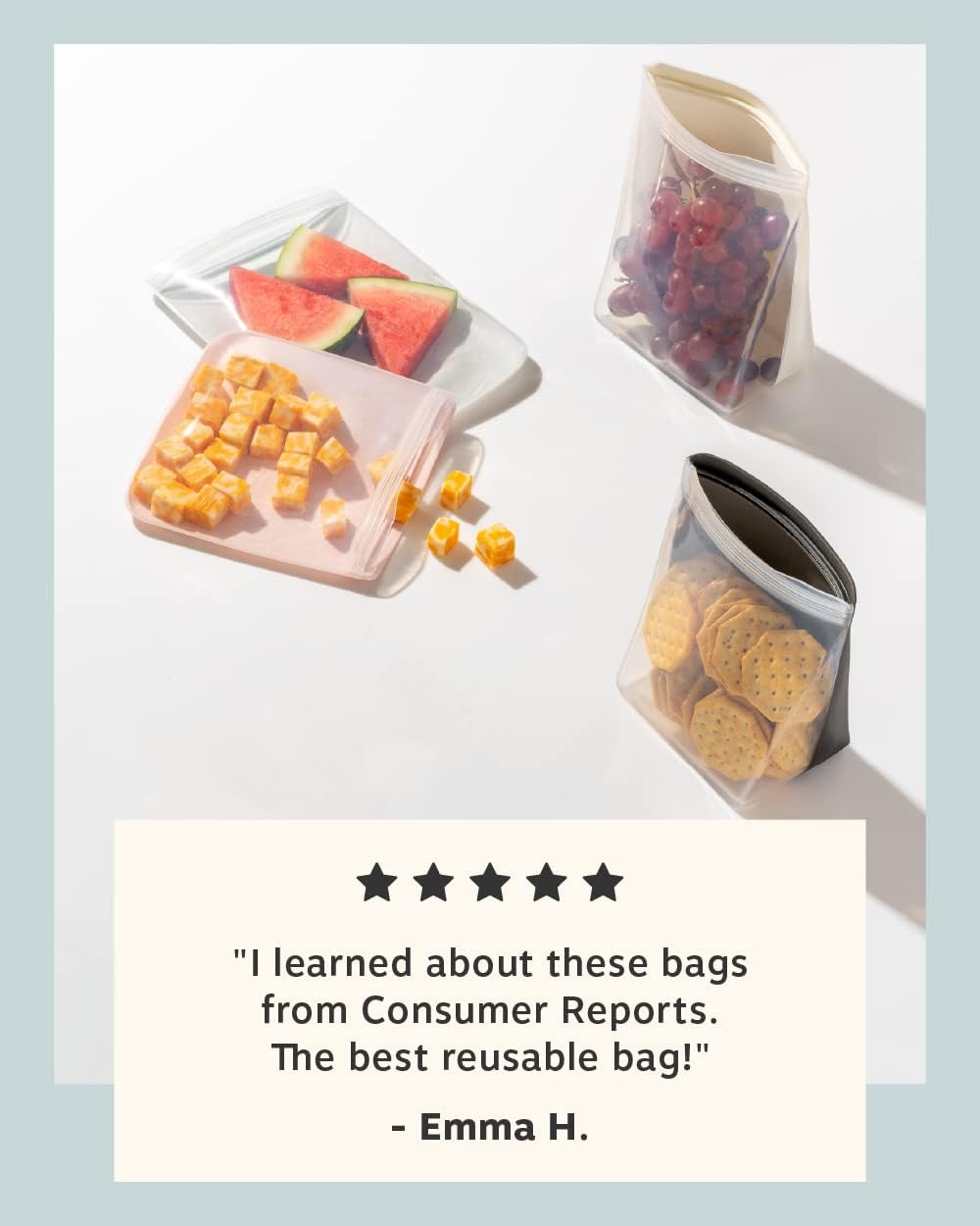 W&P Porter Silicone Reusable Storage Bag, Sandwich (34oz Flat), Charcoal, Food Storage Container, Microwave and Dishwasher Safe, Easy Cleaning