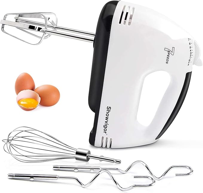 Handmixer Electric Handheld - 7 Speed Portable Kitchen Mixer Electric with 5 Stainless Steel Accessories Whisk, Food Beater for Whipping Mixing Cookies Cakes Eggs Dough