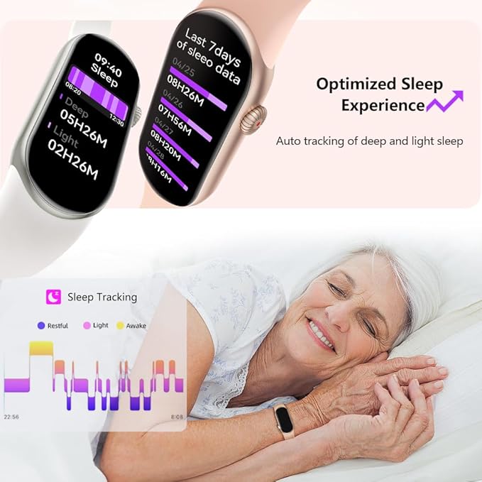 FITVII Ole Fitness Tracker, 1.6'' AMOLED Fitness Watch with 24/7 Heart Rate and Blood Pressure Monitor, Blood Oxygen Sleep Tracking Step Calories Counter IP68 Waterproof Activity Tracker for Women Men