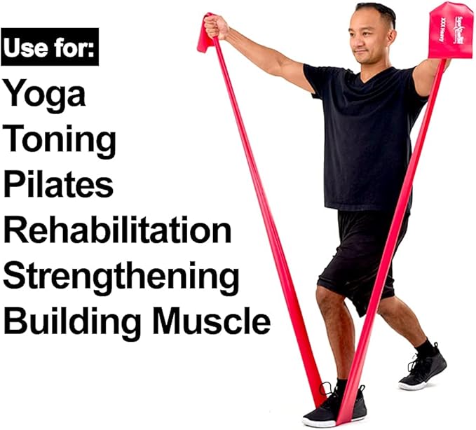 Resistance Band for Working Out - 8,16,24 Yard Resistance Bands Bulk Rolls - 10 Strengths in Light Medium and Heavy Exercise Bands - Latex Free Workout Bands Including iPhone App and e-Book