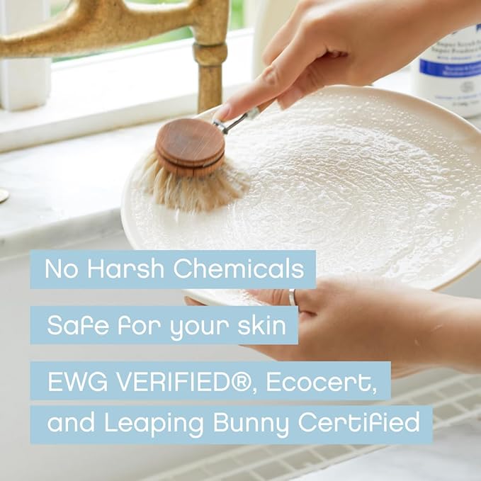 AspenClean Natural Dish Soap Refill Unscented - 100% Natural, Organic, Baby-Safe, Pet-Friendly, Hypoallergenic Formula - Vegan, Cruelty-Free, Biodegradable - EWG VERIFIED & EcoCert Certified (2 Pack)