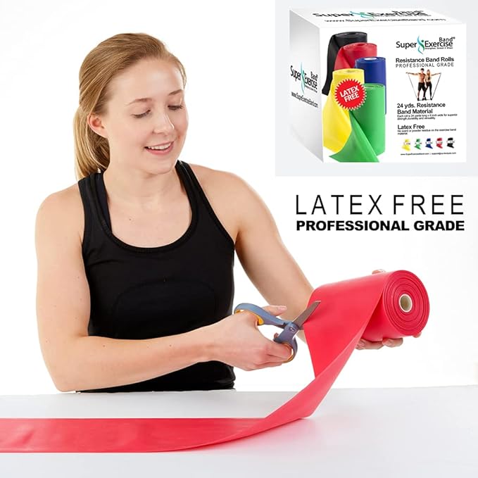 Resistance Band for Working Out - 8,16,24 Yard Resistance Bands Bulk Rolls - 10 Strengths in Light Medium and Heavy Exercise Bands - Latex Free Workout Bands Including iPhone App and e-Book