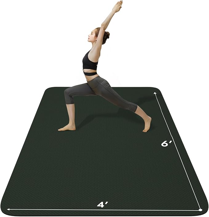 FrenzyBird Large Yoga Mat 6'x 4'(72”x 48”)—1/4" &1/3" Extra Wide Exercise Mat 183cm x 122cm Large Exercise Mat Big Home Yoga Mat Pilates Mat,Non Slip,Thick,TPE Workout Mat,for Women & Men, Yoga, Pilates, Gym and Floor Workouts Pilates