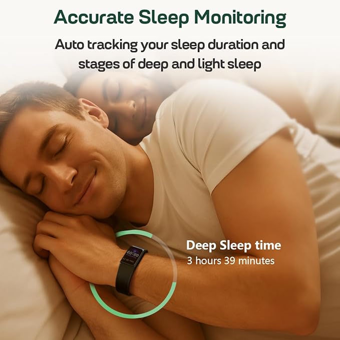 FITVII Fitness Tracker, Slim AMOLED Fitness Watch 2025 with 24/7 Heart Rate, Blood Pressure, Blood Oxygen, Stress Monitor, Step Calorie Counter, IP68 Waterproof Smart Watch for Women Men