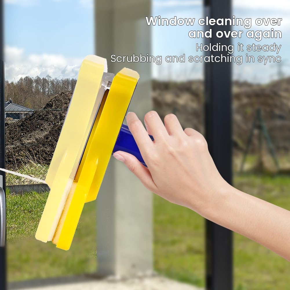 Double Sided Window Cleaner, Double-Sided Magnetic Window Cleaner with 2 Extra Cotton Pads – Easy to Use, Glass Wiper for Home and High-Rise Windows