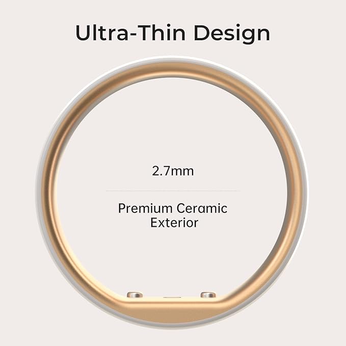 femometer Smart Ring Gen2 - Sleep, Heart Rate & Cycle Monitoring - Free Subscription - Women's Health & Fertility Tracker with BBT Technology - Size Before You Buy - Up to 7 Days Battery Life - Size 8